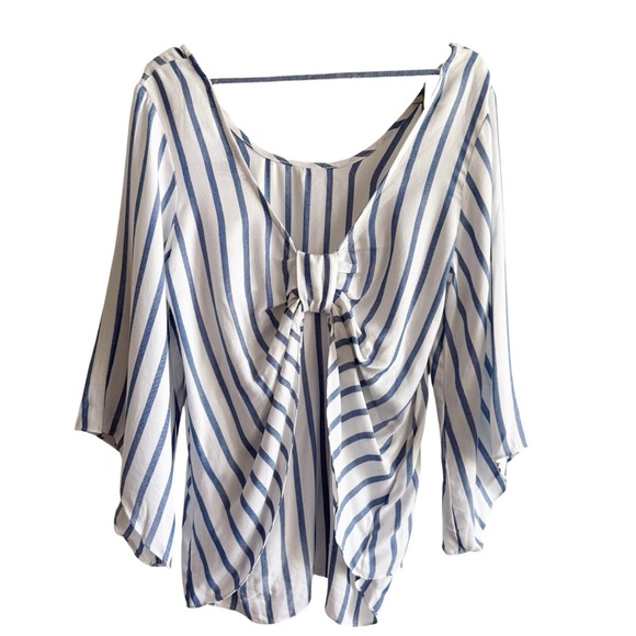 NWT Drew Striped Knot Back Flowy Blouse Size Small $166 MSRP Blue White - Picture 3 of 9